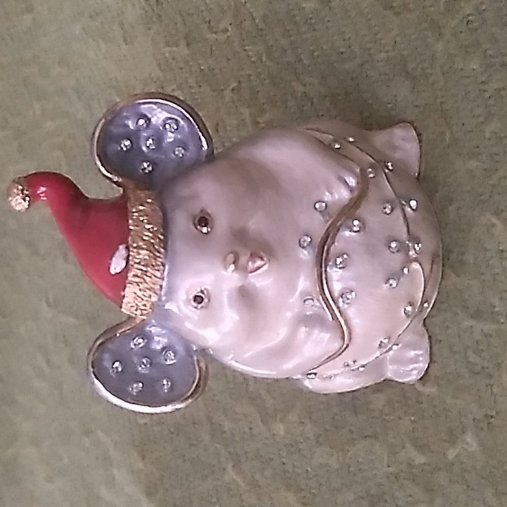 Department 56 Bejeweled Santa Hat Mouse Trinket Box